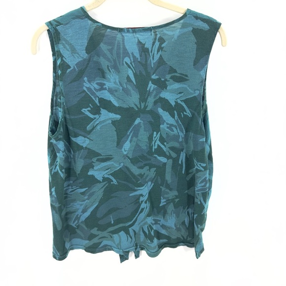 XCVI Wearables Minerva Tank Top Womens Size M Linen Blend Teal Blue Tie Button - Picture 5 of 11